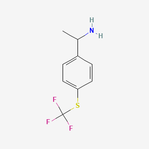 molecular formula C9H10F3NS B1445453 1-(4-[(三氟甲基)硫烷基]苯基)乙胺 CAS No. 871519-25-4