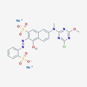 molecular formula C21H15ClN6Na2O8S2 B14454624 Disodium 7-((4-chloro-6-methoxy-1,3,5-triazin-2-yl)methylamino)-4-hydroxy-3-((2-sulphonatophenyl)azo)naphthalene-2-sulphonate CAS No. 71735-75-6