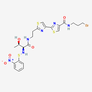 molecular formula C22H25BrN6O5S3 B14454639 N-(3-bromopropyl)-2-[2-[2-[[(2S,3R)-3-hydroxy-2-[(2-nitrophenyl)sulfanylamino]butanoyl]amino]ethyl]-1,3-thiazol-4-yl]-1,3-thiazole-4-carboxamide CAS No. 73566-02-6