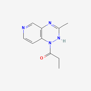 molecular formula C10H12N4O B14454812 Pyrido(3,4-e)-1,2,4-triazine, 1,2-dihydro-3-methyl-1-(1-oxopropyl)- CAS No. 76603-20-8