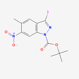 molecular formula C13H14IN3O4 B1445485 3-Iodo-5-methyl-6-nitro-indazole-1-carboxylic Acid Tert-Butyl Ester CAS No. 586330-46-3