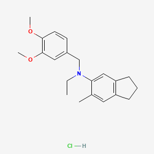 molecular formula C21H28ClNO2 B14454907 Indan-6-ethylamine, N-(3,4-dimethoxybenzyl)-5-methyl-, hydrochloride CAS No. 74038-91-8
