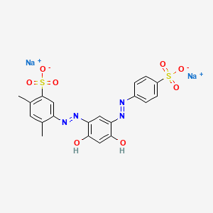 molecular formula C20H16N4Na2O8S2 B14455015 Benzenesulfonic acid, 5-((2,4-dihydroxy-5-((4-sulfophenyl)azo)phenyl)azo)-2,4-dimethyl-, disodium salt CAS No. 72749-81-6