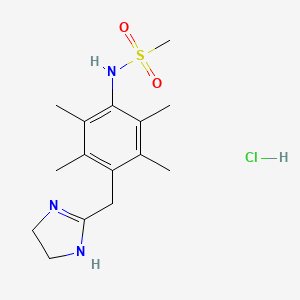 molecular formula C15H24ClN3O2S B14455068 N-(4-(2-Imidazolinylmethyl)-2,3,5,6-tetramethylphenyl)methanesulfonamide hydrochloride CAS No. 72649-57-1