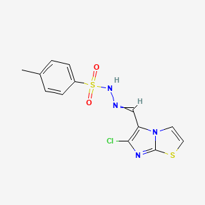 molecular formula C13H11ClN4O2S2 B14455141 N-[(6-chloroimidazo[2,1-b][1,3]thiazol-5-yl)methylideneamino]-4-methylbenzenesulfonamide CAS No. 75224-77-0