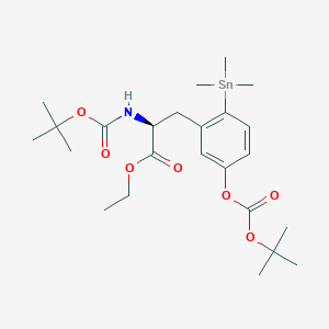 molecular formula C24H39NO7Sn B1445517 (S)-Ethyl 2-((tert-butoxycarbonyl)amino)-3-(5-((tert-butoxycarbonyl)oxy)-2-(trimethylstannyl)phenyl)propanoate CAS No. 845882-24-8