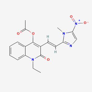 molecular formula C19H18N4O5 B14455222 4-(Acetyloxy)-1-ethyl-3-(2-(1-methyl-5-nitro-1H-imidazol-2-yl)ethenyl)-2(1H)-quinolinone CAS No. 74693-60-0