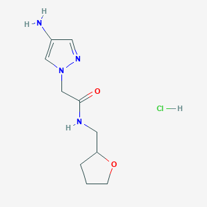 molecular formula C10H17ClN4O2 B1445528 2-(4-Amino-pyrazol-1-yl)-N-(tetrahydro-furan-2-ylmethyl)-acetamide hydrochloride CAS No. 1361115-83-4
