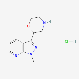 molecular formula C11H15ClN4O B1445530 1-Methyl-3-morpholin-2-yl-1H-pyrazolo[3,4-b]pyridine hydrochloride CAS No. 1361112-32-4