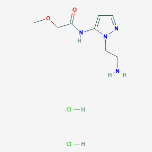 molecular formula C8H16Cl2N4O2 B1445534 N-[2-(2-Amino-ethyl)-2H-pyrazol-3-yl]-2-methoxy-acetamide dihydrochloride CAS No. 1361115-37-8