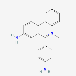 molecular formula C20H18N3+ B14455405 Phenanthridinium, 8-amino-6-(4-aminophenyl)-5-methyl- CAS No. 68613-53-6