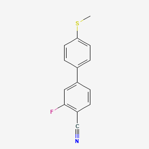 B1445577 2-Fluoro-4-[4-(methylsulfanyl)phenyl]benzonitrile CAS No. 1381944-29-1