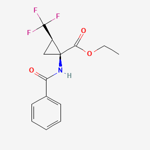 molecular formula C14H14F3NO3 B1445578 Ethyl (1S,2R)-1-benzamido-2-(trifluoromethyl)cyclopropanecarboxylate CAS No. 1068146-77-9
