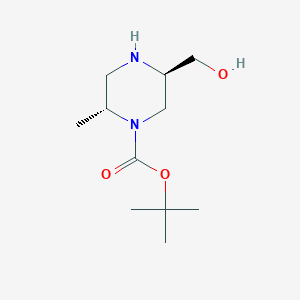 molecular formula C11H22N2O3 B1445584 (2R,5R)-tert-Butyl 5-(hydroxymethyl)-2-methylpiperazine-1-carboxylate CAS No. 1403898-64-5