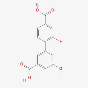 molecular formula C15H11FO5 B1445585 2-Fluoro-5'-methoxybiphenyl-3',4-dicarboxylic acid CAS No. 1381944-79-1