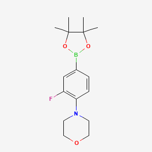 molecular formula C16H23BFNO3 B1445587 4-[2-Fluoro-4-(4,4,5,5-tetramethyl-1,3,2-dioxaborolan-2-yl)phenyl]morpholine CAS No. 873431-46-0