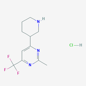 molecular formula C11H15ClF3N3 B1445591 2-Methyl-4-(piperidin-3-yl)-6-(trifluoromethyl)pyrimidine hydrochloride CAS No. 1361116-99-5
