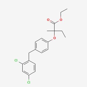 molecular formula C20H22Cl2O3 B14455991 Butanoic acid, 2-(4-((2,4-dichlorophenyl)methyl)phenoxy)-2-methyl-, ethyl ester, (+-)- CAS No. 71549-04-7
