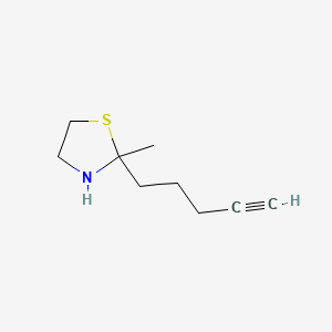 molecular formula C9H15NS B14456156 Thiazolidine, 2-methyl-2-(4-pentynyl)- CAS No. 75606-56-3