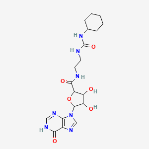 molecular formula C19H27N7O6 B14456325 N-[2-(cyclohexylcarbamoylamino)ethyl]-3,4-dihydroxy-5-(6-oxo-3H-purin-9-yl)oxolane-2-carboxamide CAS No. 75930-32-4