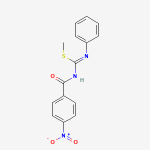 molecular formula C15H13N3O3S B14456768 methyl N'-(4-nitrobenzoyl)-N-phenylcarbamimidothioate CAS No. 74074-30-9