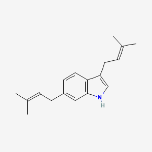 molecular formula C18H23N B14456839 1H-Indole, 3,6-bis(3-methyl-2-butenyl)- CAS No. 73618-54-9