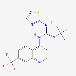 molecular formula C18H18F3N5S B14456896 Guanidine, 1-tert-butyl-3-(2-thiazolyl)-2-(7-(trifluoromethyl)-4-quinolyl)- CAS No. 71079-89-5