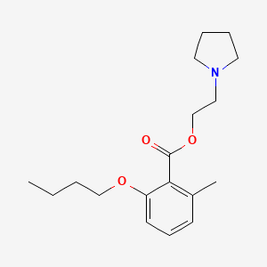 molecular formula C18H27NO3 B14456978 Benzoic acid, 2-butoxy-6-methyl-, 2-(1-pyrrolidinyl)ethyl ester CAS No. 73909-18-9