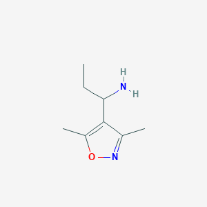 molecular formula C8H14N2O B1445717 1-(Dimethyl-1,2-oxazol-4-yl)propan-1-amine CAS No. 1423031-51-9