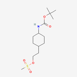 molecular formula C14H27NO5S B1445765 Carbamic acid, N-[trans-4-[2-[(methylsulfonyl)oxy]ethyl]cyclohexyl]-, 1,1-dimethylethyl ester CAS No. 917342-28-0