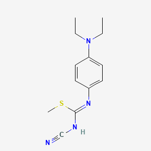 molecular formula C13H18N4S B14457778 methyl N-cyano-N'-[4-(diethylamino)phenyl]carbamimidothioate CAS No. 72500-50-6