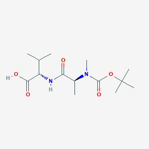 molecular formula C14H26N2O5 B1445800 (S)-2-((S)-2-((tert-Butoxycarbonyl)(methyl)amino)propanamido)-3-methylbutanoic acid CAS No. 876622-63-8