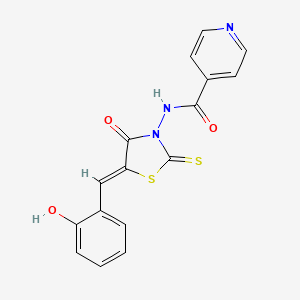 molecular formula C16H11N3O3S2 B14458119 N-(5-((2-Hydroxyphenyl)methylene)-4-oxo-2-thioxo-3-thiazolidinyl)-4-pyridinecarboxamide CAS No. 68710-95-2