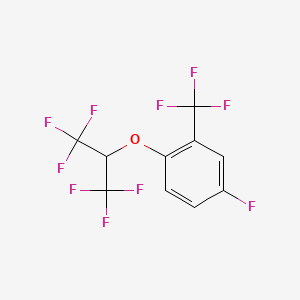 molecular formula C10H4F10O B1445813 1-Fluoro-4-(1,1,1,3,3,3-hexafluoropropan-2-yloxy)-3-(trifluoromethyl)benzene CAS No. 1774895-96-3