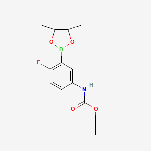 molecular formula C17H25BFNO4 B1445826 tert-Butyl (4-fluoro-3-(4,4,5,5-tetramethyl-1,3,2-dioxaborolan-2-yl)phenyl)carbamate CAS No. 1449135-41-4