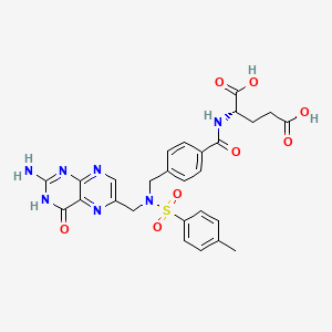 molecular formula C27H27N7O8S B14458682 N(10)-Tosylisohomofolic acid CAS No. 66801-29-4