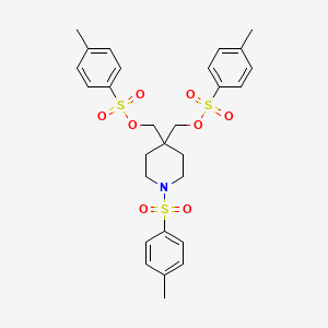 molecular formula C28H33NO8S3 B1445873 [1-(4-Methylbenzenesulfonyl)-4-{[(4-methylbenzenesulfonyl)oxy]methyl}piperidin-4-yl]methyl 4-methylbenzene-1-sulfonate CAS No. 1523572-05-5