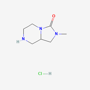 B1445878 2-Methyl-octahydroimidazolidino[1,5-a]piperazin-3-one hydrochloride CAS No. 1788990-16-8