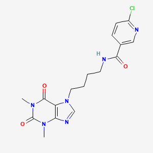molecular formula C17H19ClN6O3 B14458921 Theophylline, 7-(4-(6-chloronicotinamido)butyl)- CAS No. 70454-37-4