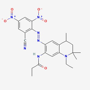 molecular formula C24H27N7O5 B14459315 n-{6-[(e)-(2-Cyano-4,6-dinitrophenyl)diazenyl]-1-ethyl-2,2,4-trimethyl-1,2,3,4-tetrahydroquinolin-7-yl}propanamide CAS No. 109048-93-3
