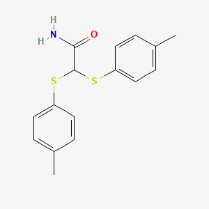 molecular formula C16H17NOS2 B14459537 Acetamide, 2,2-bis(p-tolylthio)- CAS No. 73664-35-4