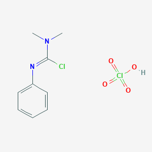 molecular formula C9H12Cl2N2O4 B14459595 N,N-dimethyl-N'-phenylcarbamimidoyl chloride;perchloric acid CAS No. 65989-70-0