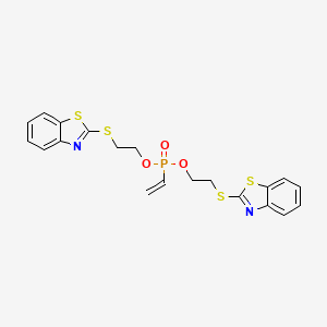 molecular formula C20H19N2O3PS4 B14459746 Bis{2-[(1,3-benzothiazol-2-yl)sulfanyl]ethyl} ethenylphosphonate CAS No. 66559-39-5
