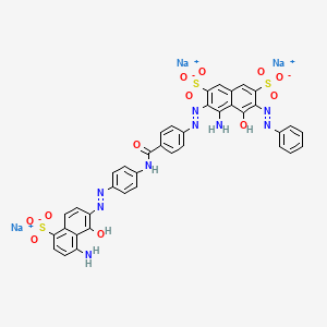 molecular formula C39H26N9Na3O12S3 B14460138 Trisodium 4-amino-3-((4-(((4-((8-amino-1-hydroxy-5-sulphonato-2-naphthyl)azo)phenyl)amino)carbonyl)phenyl)azo)-5-hydroxy-6-(phenylazo)naphthalene-2,7-disulphonate CAS No. 72829-11-9
