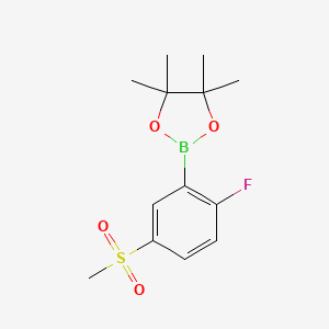 molecular formula C13H18BFO4S B1446018 2-(2-Fluoro-5-(methylsulfonyl)phenyl)-4,4,5,5-tetramethyl-1,3,2-dioxaborolane CAS No. 1627596-00-2