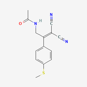 molecular formula C14H13N3OS B14460218 N-[3,3-dicyano-2-(4-methylsulfanylphenyl)prop-2-enyl]acetamide CAS No. 73791-07-8