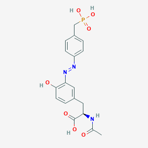 molecular formula C18H20N3O7P B14460225 N-Acetyl-3-(4-oxo-3-{2-[4-(phosphonomethyl)phenyl]hydrazinylidene}cyclohexa-1,5-dien-1-yl)-D-alanine CAS No. 66167-91-7