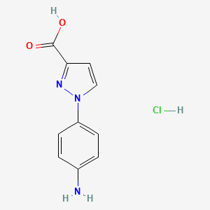 molecular formula C10H10ClN3O2 B1446026 1-(4-Aminophenyl)-1H-pyrazole-3-carboxylic acid hydrochloride CAS No. 1431968-02-3