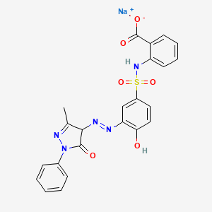 molecular formula C23H18N5NaO6S B14460316 Benzoic acid, 2-(((3-((4,5-dihydro-3-methyl-5-oxo-1-phenyl-1H-pyrazol-4-yl)azo)-4-hydroxyphenyl)sulfonyl)amino)-, monosodium salt CAS No. 71701-27-4