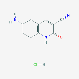 molecular formula C10H12ClN3O B1446054 6-Amino-2-oxo-1,2,5,6,7,8-hexahydroquinoline-3-carbonitrile hydrochloride CAS No. 1823582-76-8